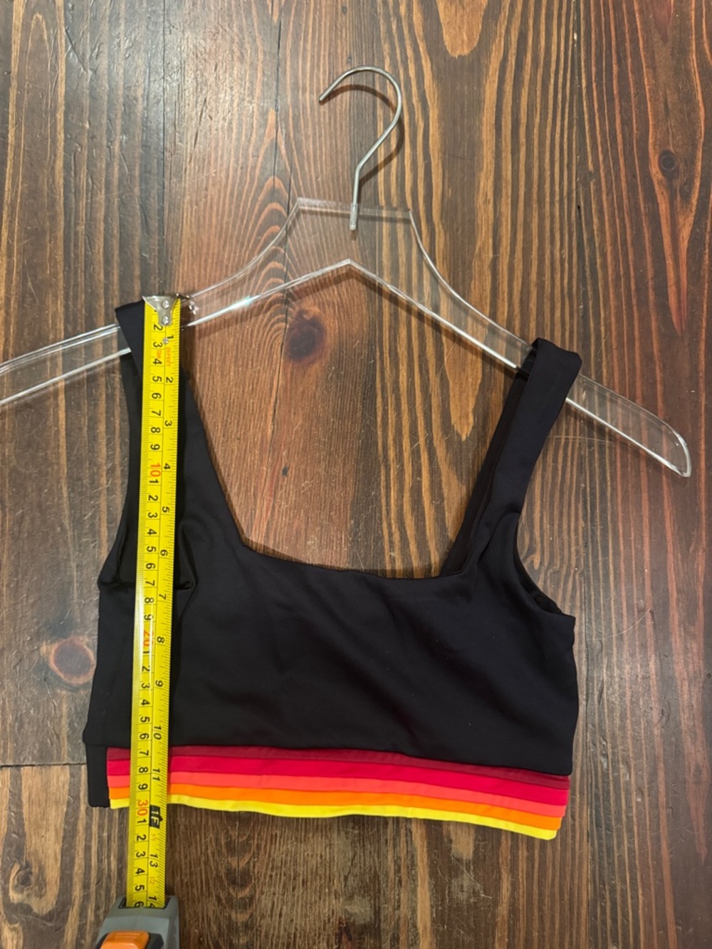 Noli Black Crop Top with Rainbow Hem